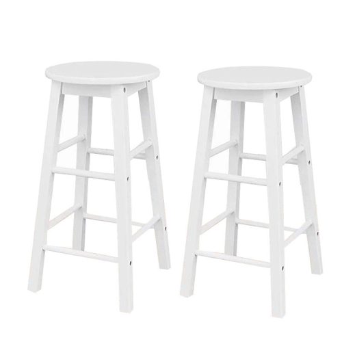 Scaun de bar set de 2 scaune, BD01-WHITE-2, alb