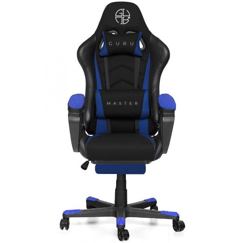 Guru Master GM2-B-L, scaun de gaming,  elegant, ergonomic, rotativ, cu suport picioare, negru/albastru