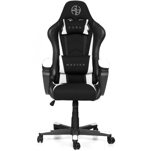 Guru Master GM2-W, scaun de gaming, elegant, ergonomic, rotativ, negru/alb