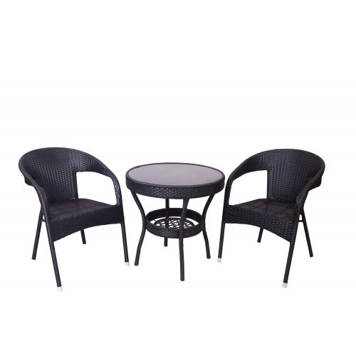 Set de mobilier de grădină rattan 3 piese maro închis GRD03-DB