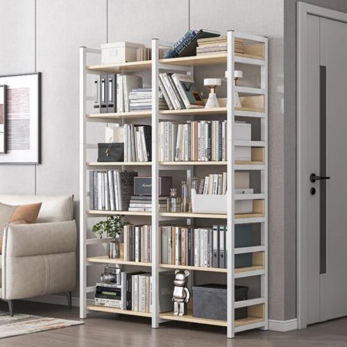 Bibliotecă 6 rafturi, PS08-2, 100 x 30 x 174 cm, alb 